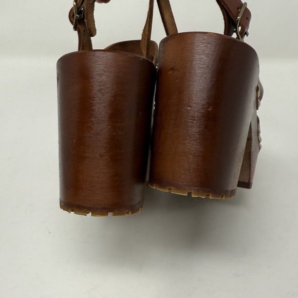Swedish Hasbeens Leather Slingback Platform Clog Sandals 37 - Picture 11 of 16